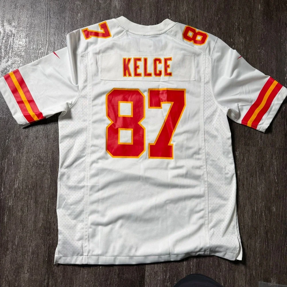 Nike Travis Kelce Kansas City Chiefs Jersey Mens Medium White NFL Game 87 AFL